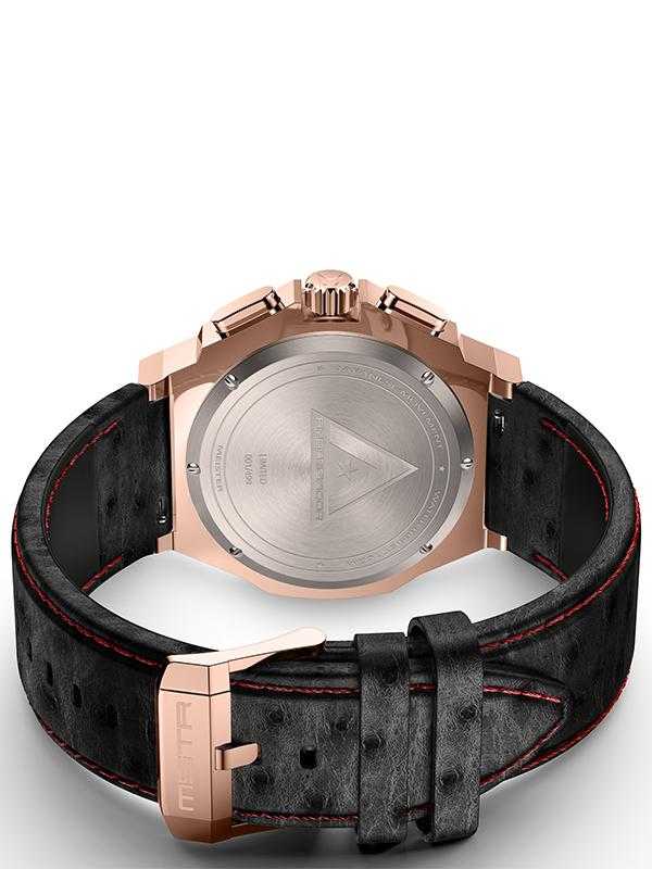 AM168OB - AMBASSADOR ROSE GOLD / BLACK / OSTRICH STYLE LEATHER BAND - Image 4