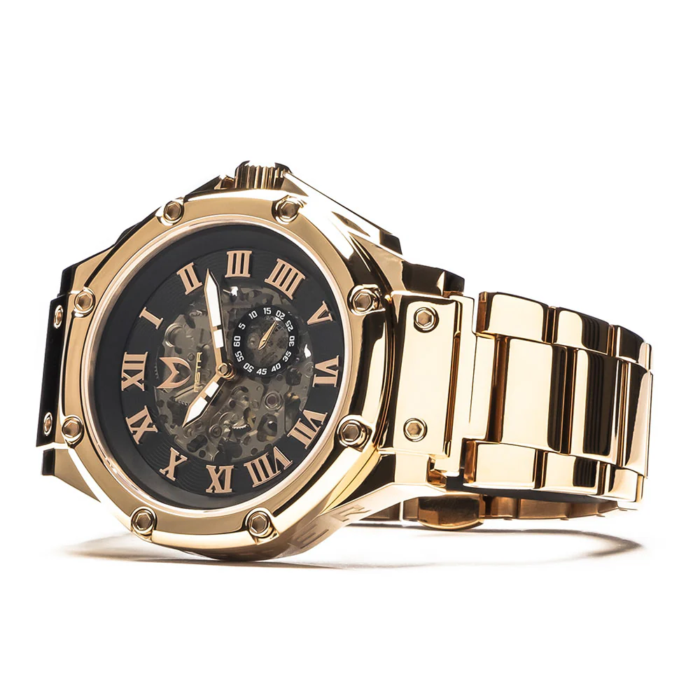 AM301SS - AMBASSADOR ROSE GOLD AUTOMATIC / BLACK / SS BAND - Image 3