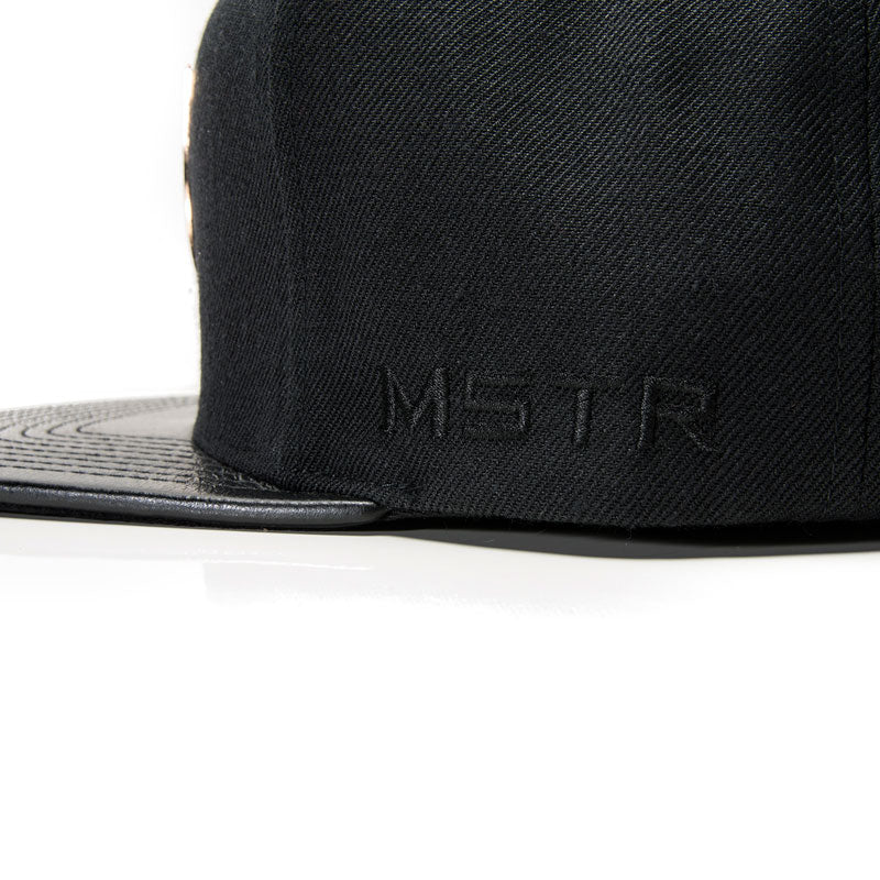 MSTR X Mitchell & Ness Snapback Hat - Champagne Gold & Black - Image 3